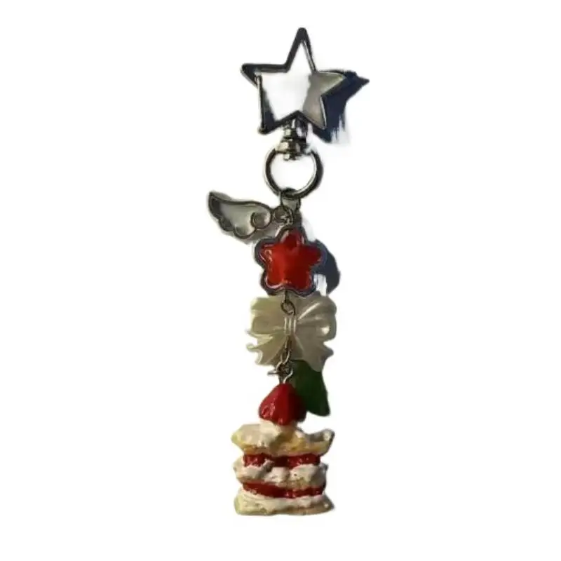 Erdbeerkuchen-Schlüsselanhänger, handgemachter Lebensmittel-Anhänger, Schmuck für Frauen, Taschen, Kleidung, Auto-Anhänger, Kettenzubehör, Geschenke für Mädchen – Detail 2