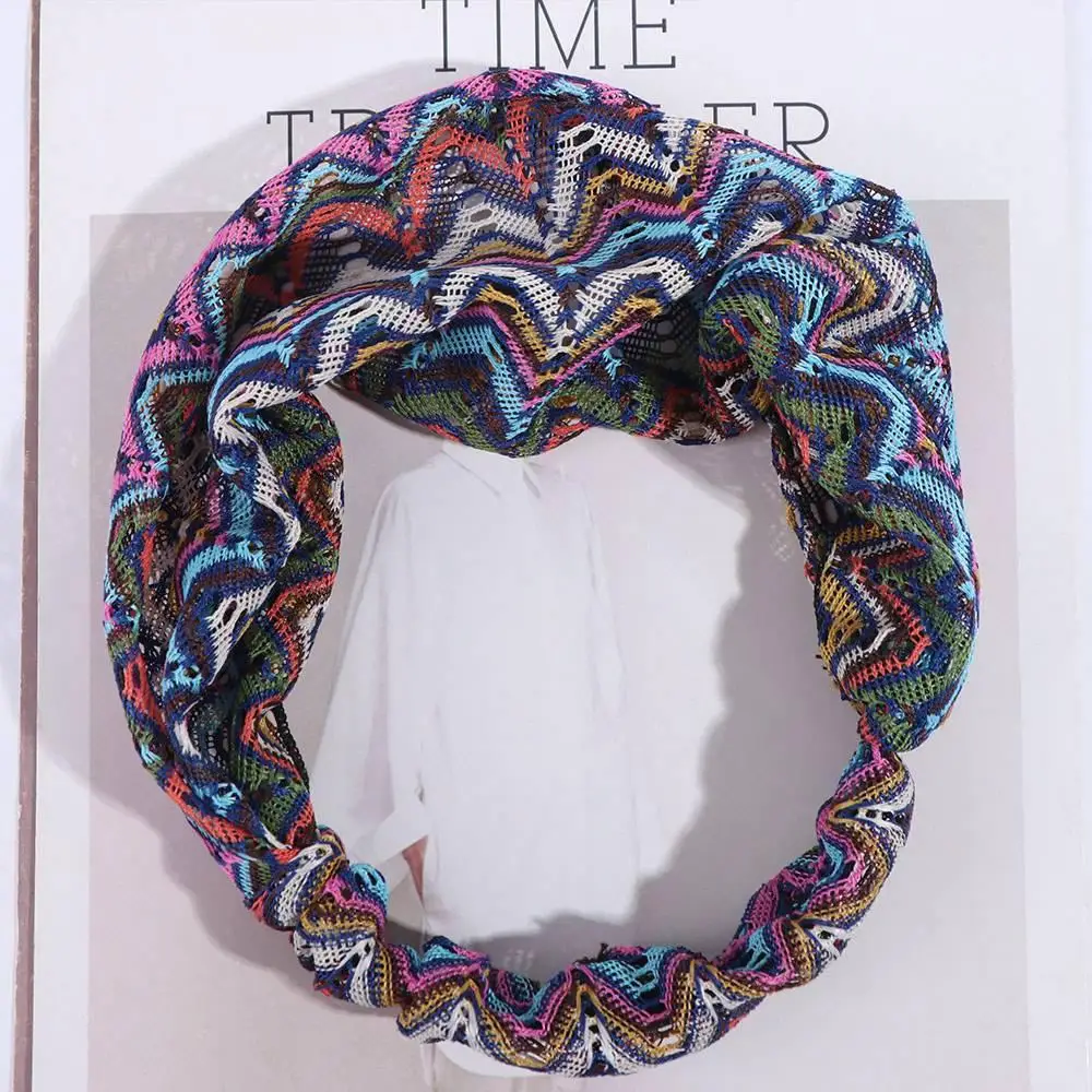 

Sweet Non Slip Wave Mesh Headband Colorful Hollow Lace Hairbands Headdress Elastic Wide Side Head Wrap Wash Face