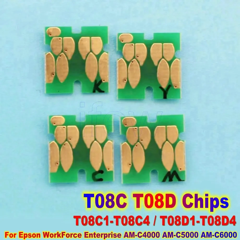 

T08C Chip T08C1-T08C4 T08D1-T08D4 T08D 4 Colors Ink Cartridge Chips IC for EPSON WorkForce Enterprise AM C4000 AM C5000 AM C6000