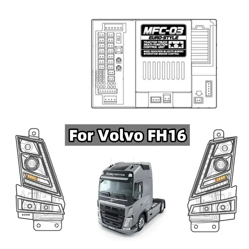 

LED Lighting System 4 In 1 Light Set MFC-03 01 for 1/14 Tamiya RC Truck Tipper VOLVO FH16 750 56362 Model Car DIY Parts