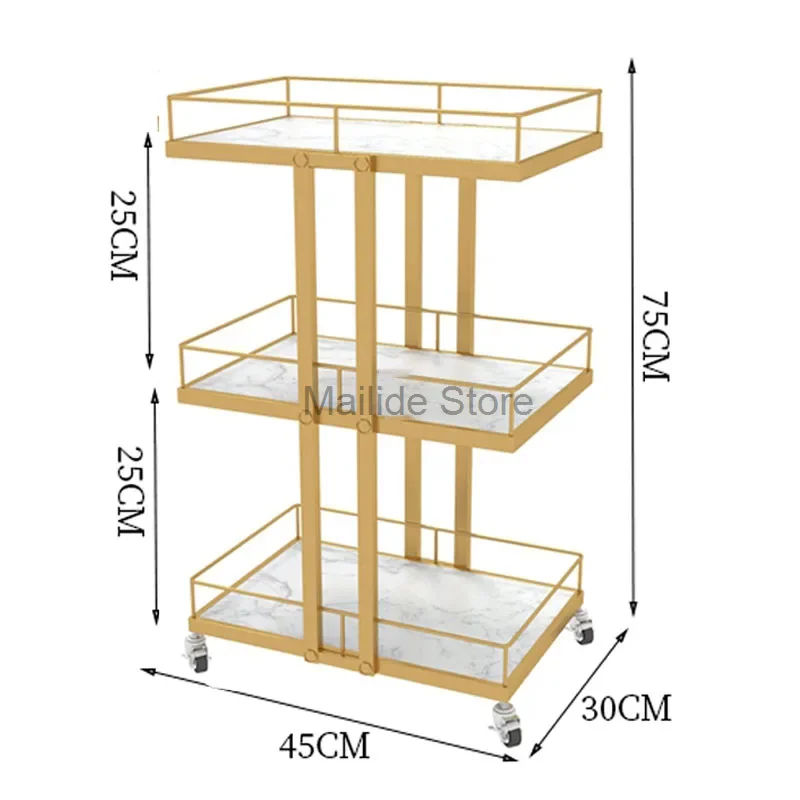 Carritos de hierro minimalistas modernos, muebles de salón de belleza de lujo, estante móvil, carro de herramientas multicapa, carro de almacenamiento para el hogar