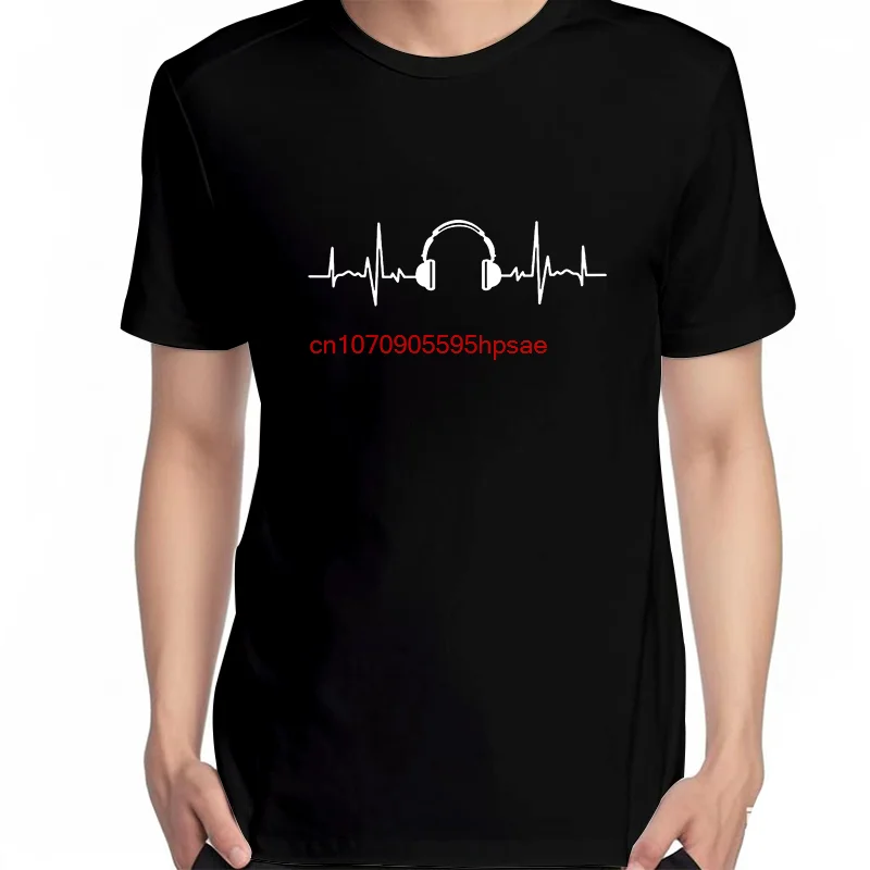 Music Lovers Heart Beat Graphic T Shirts Summer Cotton New Shirts And T-Shirts Unisex Fashion Tees Tops Round neck T-shirt