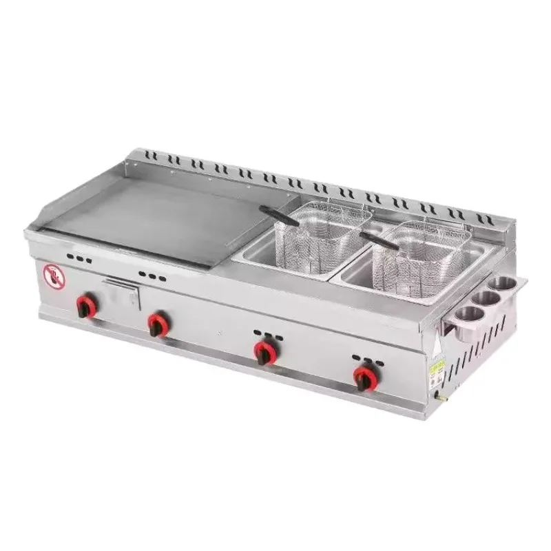 Plancha de gas especial comercial para puestos callejeros, para cocinar fideos fríos, calamares, patatas y tortitas.
