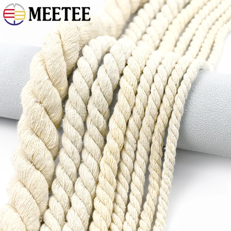 

2-10M 5-20mm White 3 Shares Twisted Ropes Braid Macrame Cord Bag Decor Cotton Rope Lanyard Cords Home Textile Sewing Accessories
