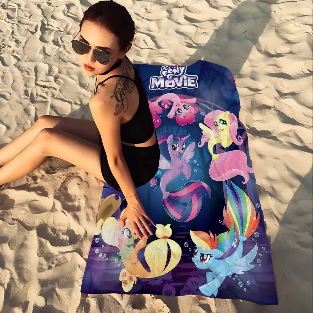 My L-Little Cute P-Ponyes Microfiber Printed Beach Towel Mountain Climbing Yoga Beach Swimming Running Absorbent Soft Towel