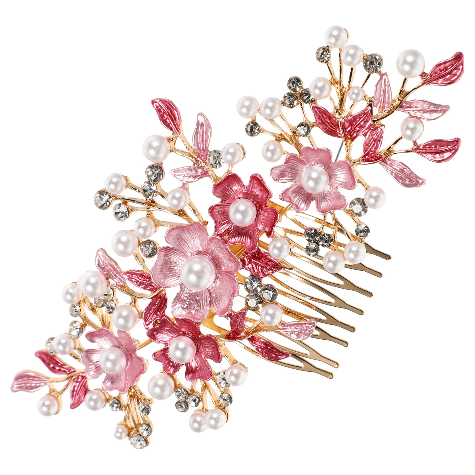 Rose Comb Wedding Hair Combs Bridal Headpieces Clips Metal Flower Pin Bride Pearls Women Bridegroom