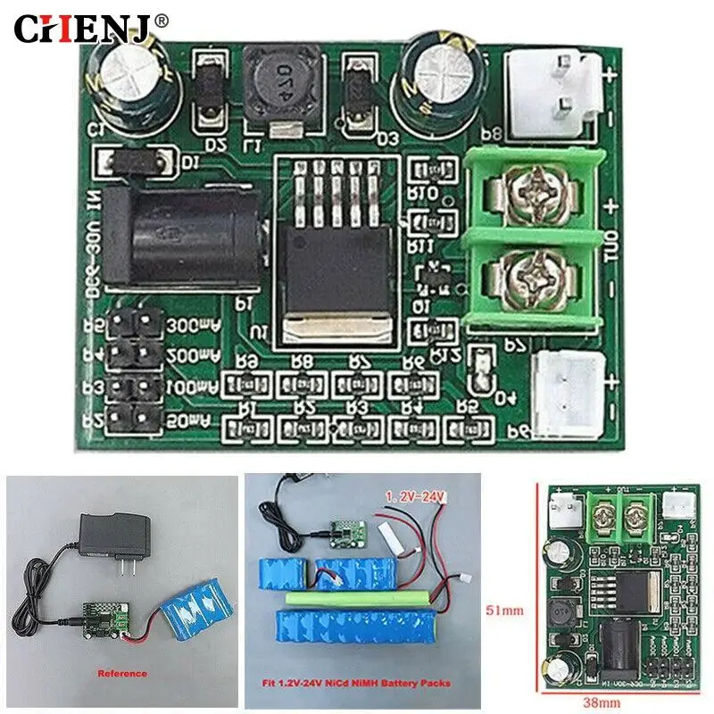 1pc 1.2~24V 2.4 3.6 12V Ni-Cd Ni-MH NiCd Batteries Charger Module Charging Board For Ni-cd Ni-MH Battery Charger