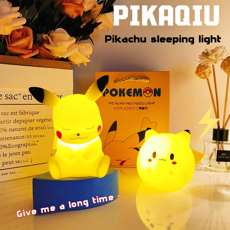 Pikachu Bedside night light Mini Wake up night light Bedroom night light Children\'s baby light  Warm night light USB battery Big