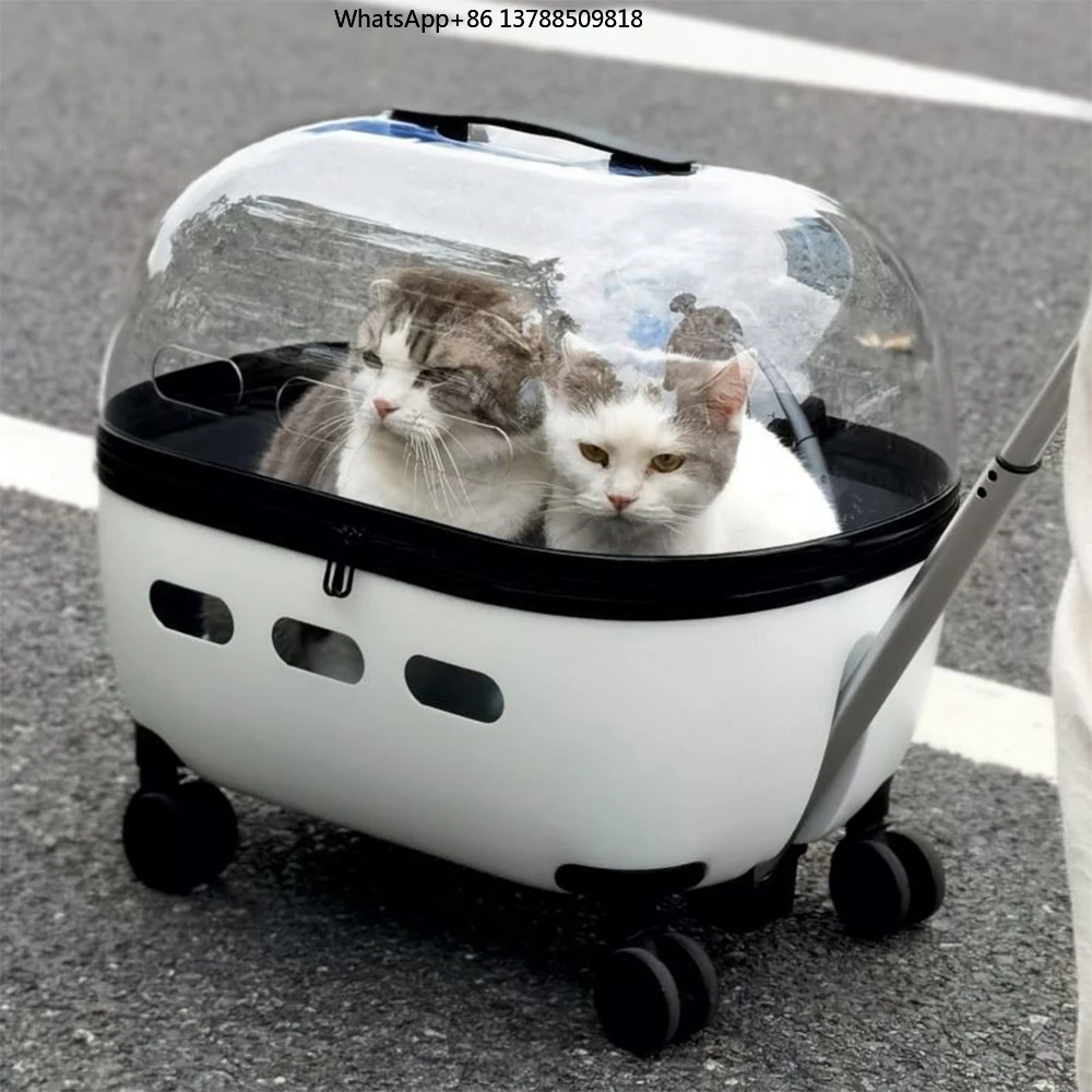Customizable Breathable Pet Stroller Portable Transparent Outdoor Pet Trolley Case Mesh Structure for Shopping Storage OEM