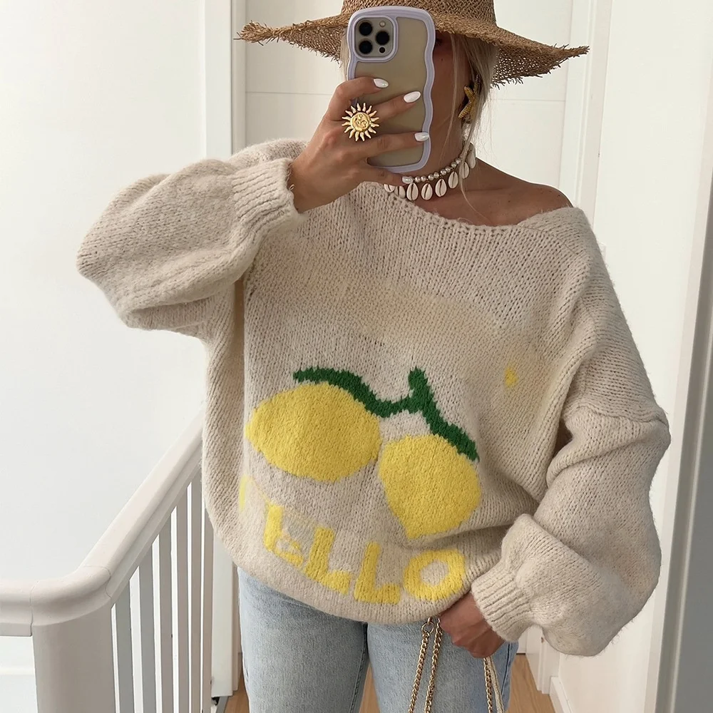 سترة نسائية طويلة غير رسمية من قماش الجاكار تريكو فضفاضة تناسب الرأس Sve فانوس طويل Sve بوليستر مادة أخرى 70% 30% #4