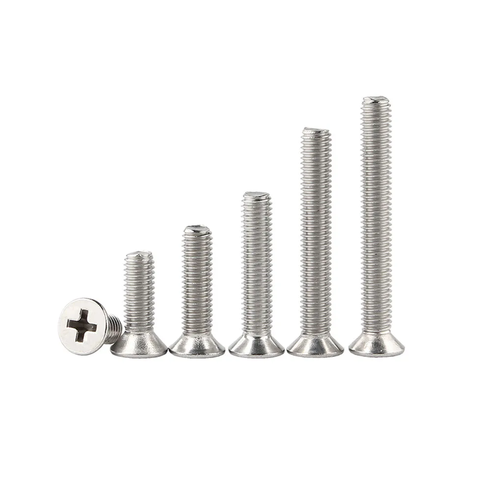 2/50pcs 2# 3# 4 6 8 10 12# 5/32-32 1/4-20 5/16-18 3/8-16 UNC/UNF Stainless Steel Cross Phillips Flat Countersunk Head Screw Bolt