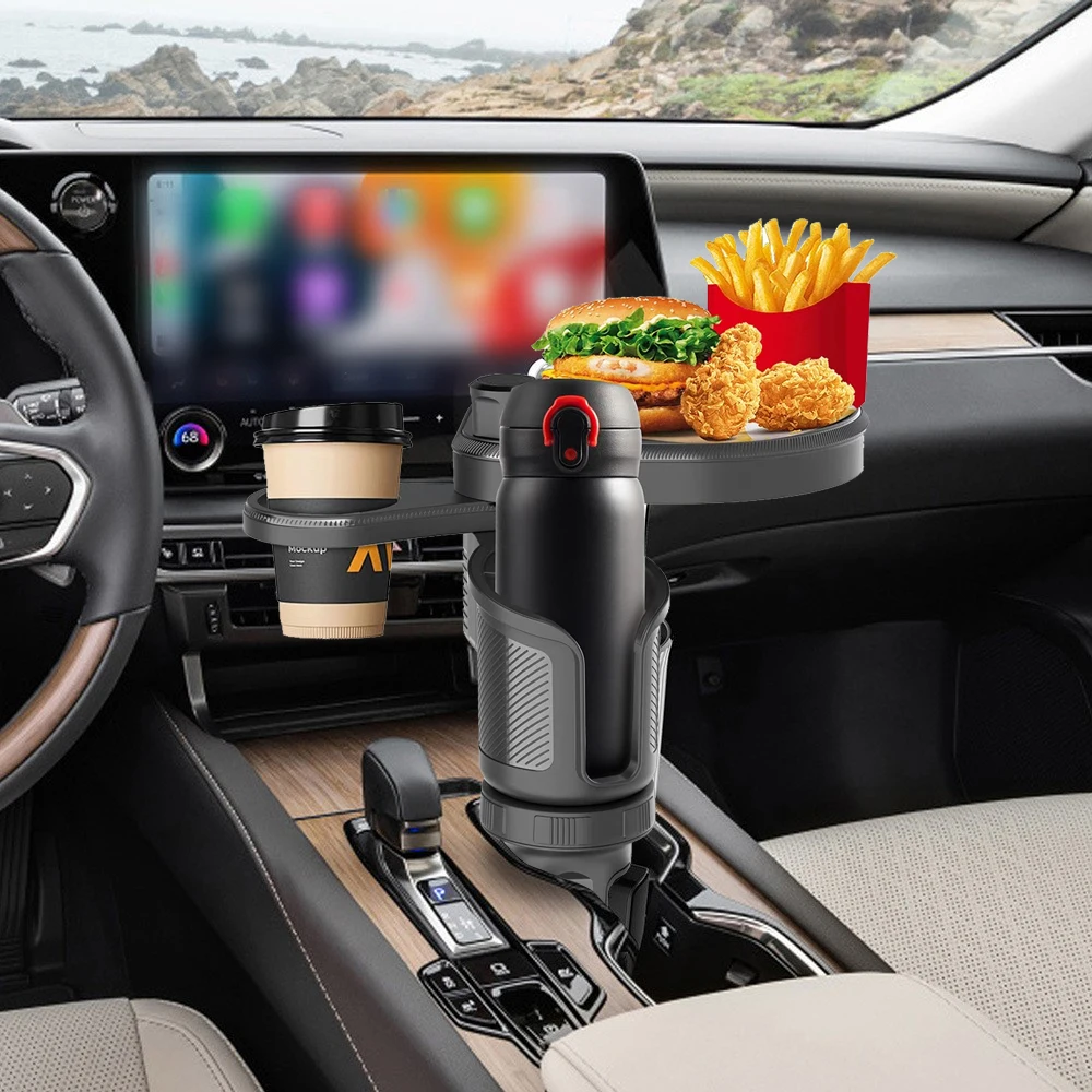 Auto-Getränkehalter, verstellbare Basis, einfach zu installieren, Lebensmitteltablett, Auto-Getränkehalter, Expander für Snacks, Wasserflaschen, Tassen, Kaffeetassen, Schlüssel