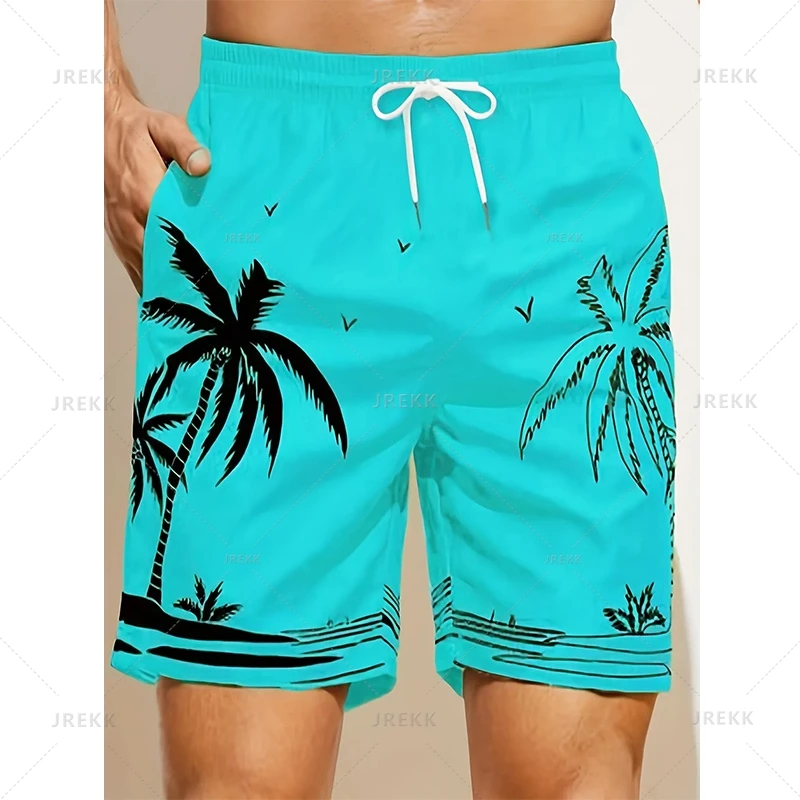 Summer Hawaiian 3D Palm Trees Printed Beach Shorts For Men Coconut Trees Graphic Swimming Trunks Women Fashion Board Shorts Pant