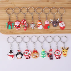 16pcs Christmas Gifts keychain, Ornament Purse Bag Santa Claus Christmas tree Deer Pendant keyring, mini Cute Classroom Prizes