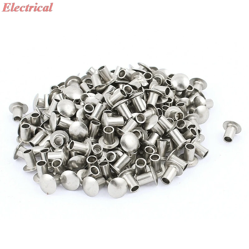 

M4 x 6mm Nickel Plated Oval Head Semi-Tubular Rivets Silver Tone