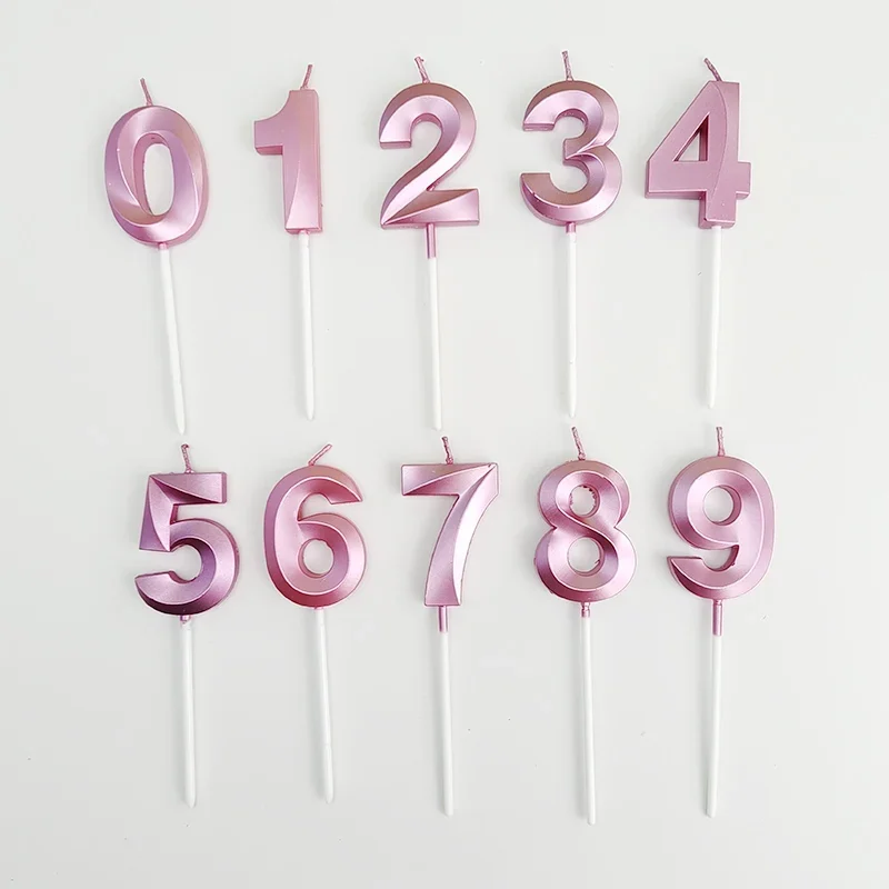 0-9 Ziffern Kerze Rosa Blau Alles Gute zum Geburtstag 3D Zahlen Kerzen Kuchen Topper Dekoration Baby Dusche Liefert Hochzeit Party Dekor