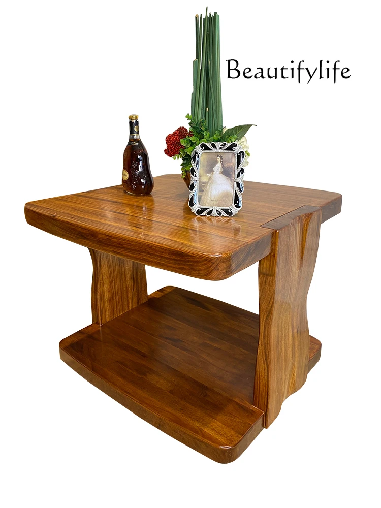 

New Chinese Style Ugyen Wood Solid Wood Corner Table Modern Minimalist Sofa Corner Table Light Luxury Side Square Table