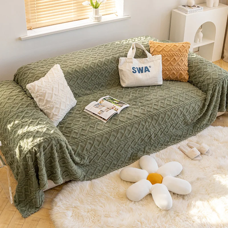 

Plush Winter Sofa Cushion Bubble Sofa Cover Cloth Towel New Winter Thickened Warm and Non Slip Plush Cushion Mat