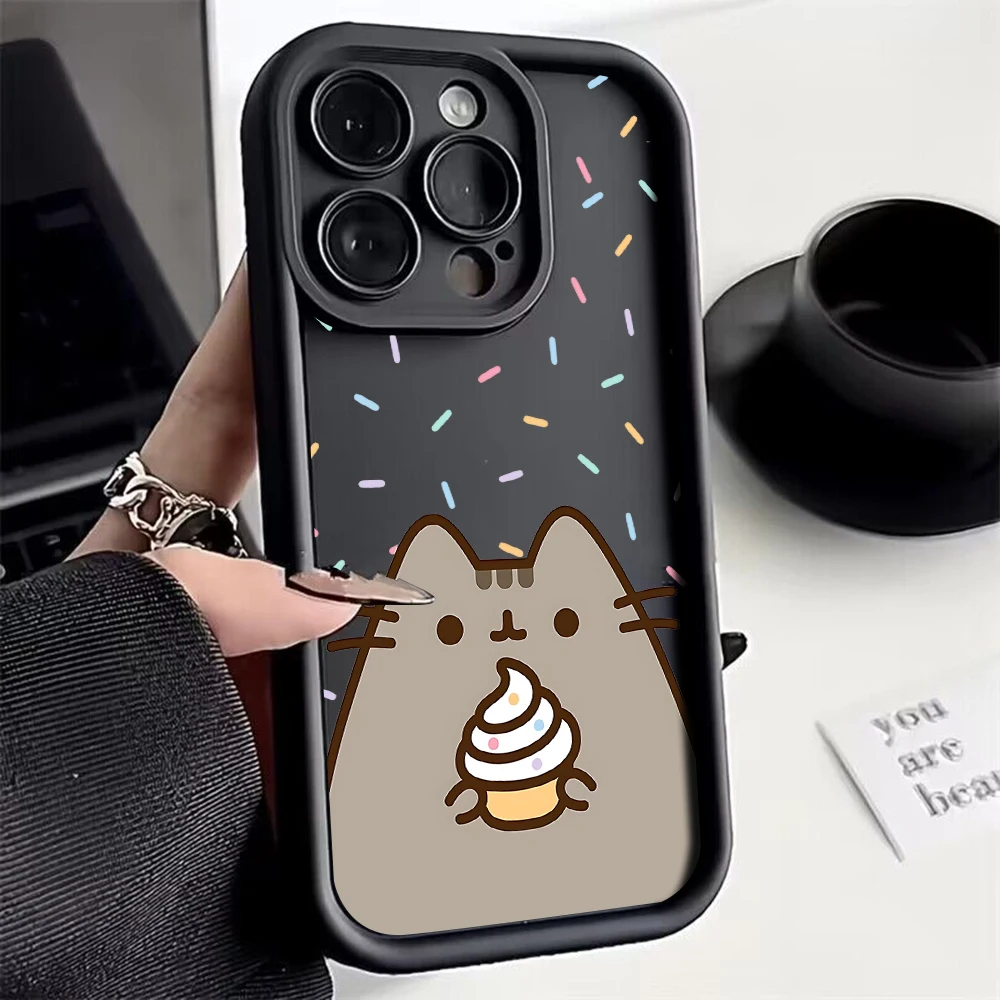 Cute Cartoon Cat P-Pusheens Phone Case for IPhone 16 15 14 13 12 11 Pro Max Mini XR XS X 7 8 Plus Soft TPU Back Cover