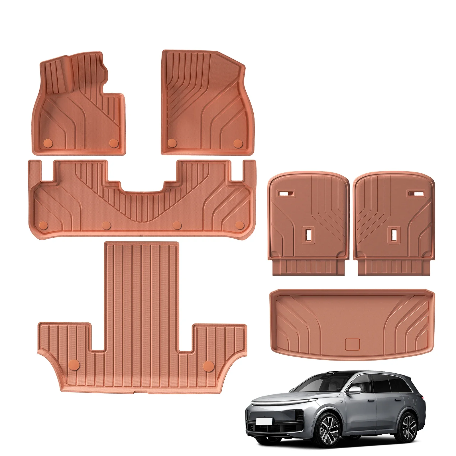 

for Lixiang Li L8 TPE 3D Car Floor Mats Trunk Pad Foot Mat Odorless Tray Waterproof Accessories Orange Color