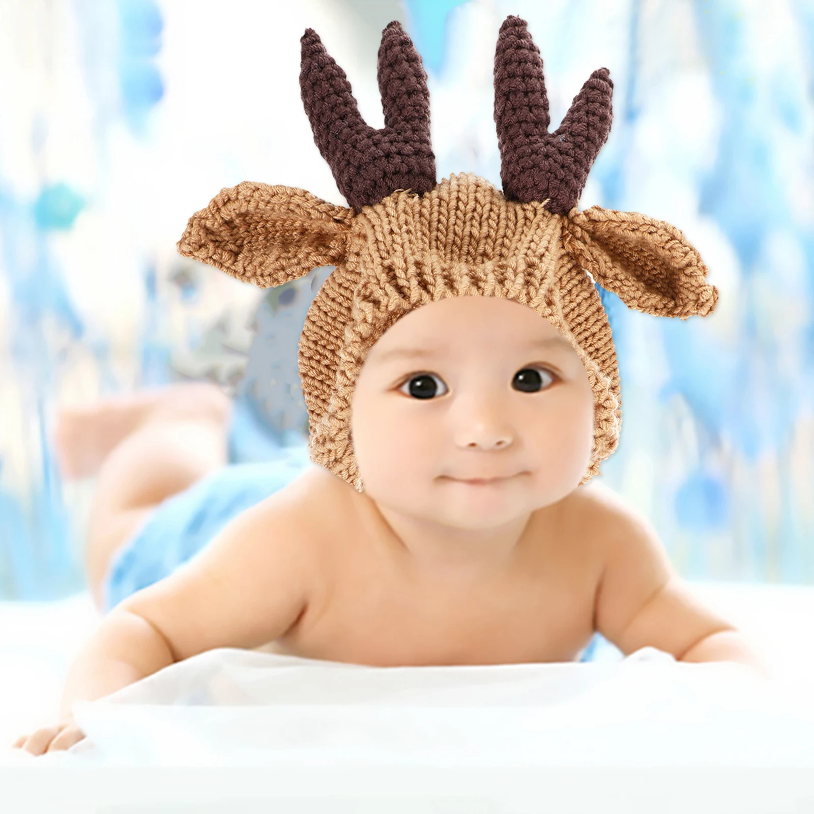 

Deer Cap Wool Baby Hat Infant Beanie Infant Hat Baby Cap Newborn Yarn Child Warm Knit Crochet Photo Prop