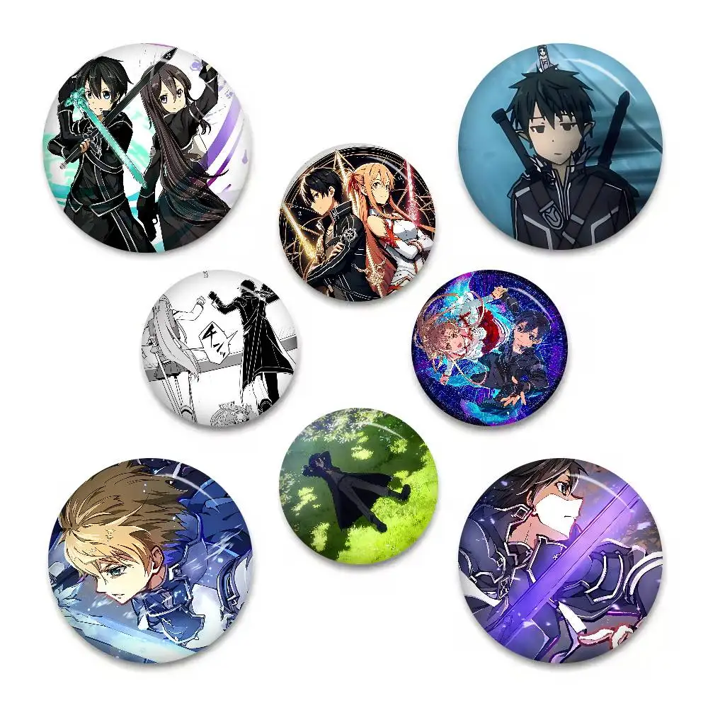 Pins de la Popular Serie de Anime S-Sword Art Online, Divertidos Insignias con Dibujos Animados, Broches de Animales Interesantes, Accesorios para Mochilas y Ropa
