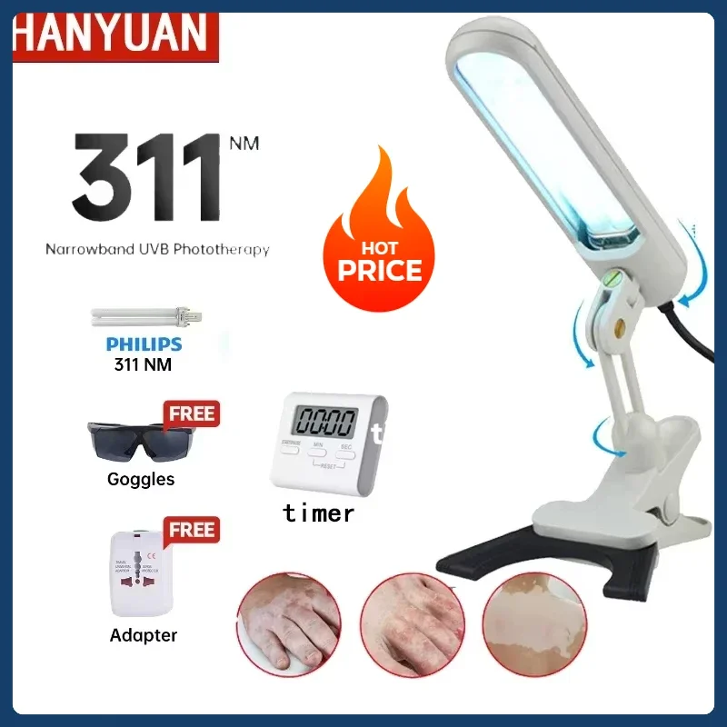 Advanced Original 311nm UVB Phototherapy Lamp for Vitiligo Eczema Psoriasis Treatment, Skin Problem Therapy Bulb Tube