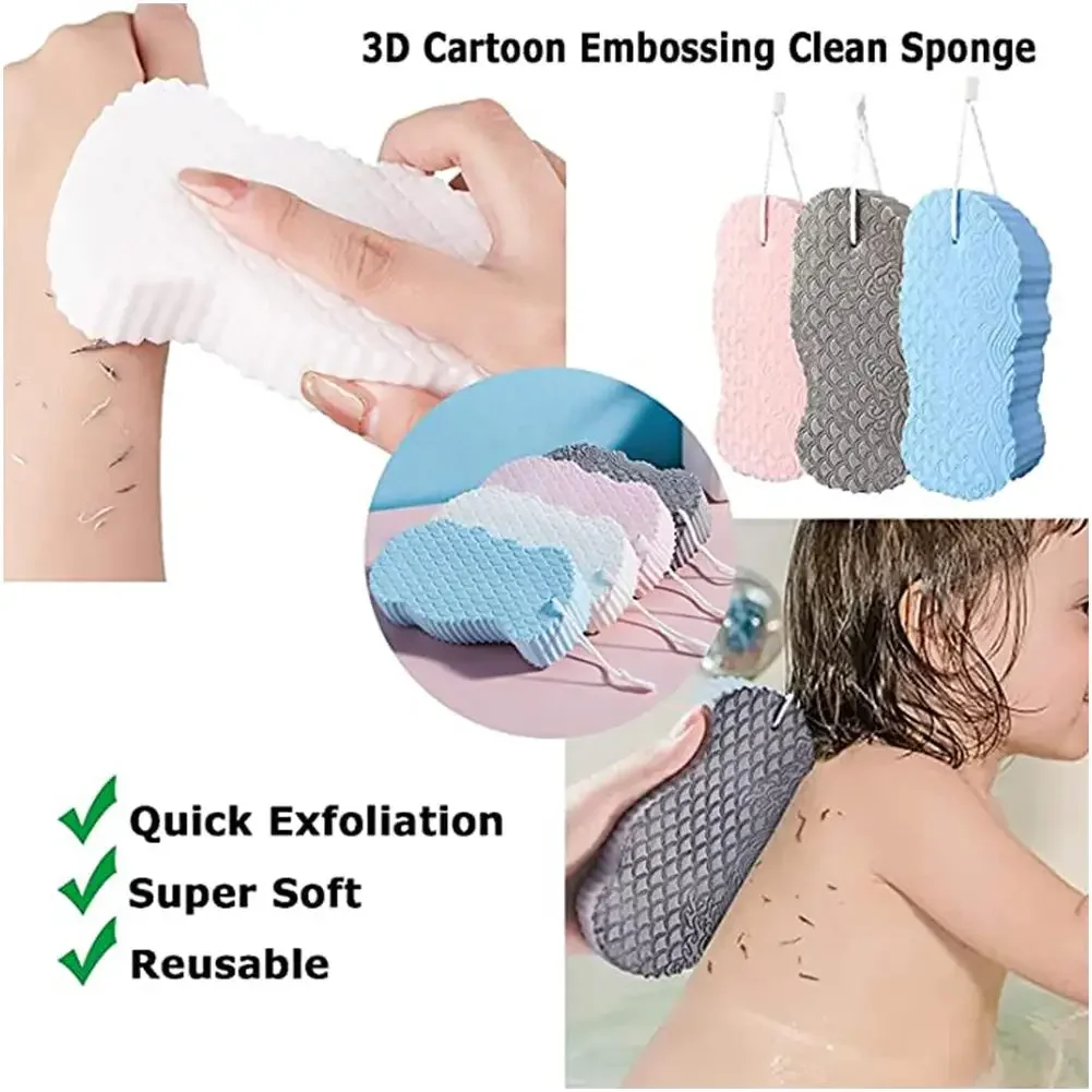 

1/2/4pcs Soft Bath Sponge Brush Exfoliating Dead Skin Sponge For Kids Massager Cleaning Shower Brushes Peeling Fish Scale Sponge