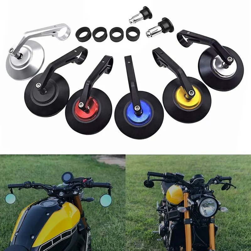 Motorrad 7/8 Zoll runde Rückspiegel Motorrad Lenkerenden Cafe Spiegel Universal