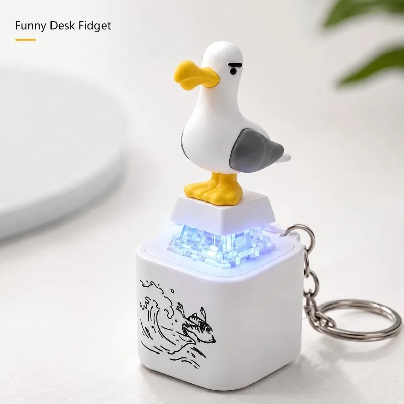 Seagull Mine Keychain, Seagull Mine Button Keychain, Seagull Button Desk Toy, Adults Keyboard Clicker for Fun& Stress Relief