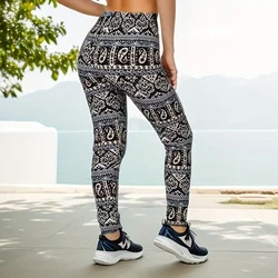 PD194 European and American Casual and Fashionable Leggings for WOMEN'S Outerwear, Waistband Flower Large Elastic Leggings