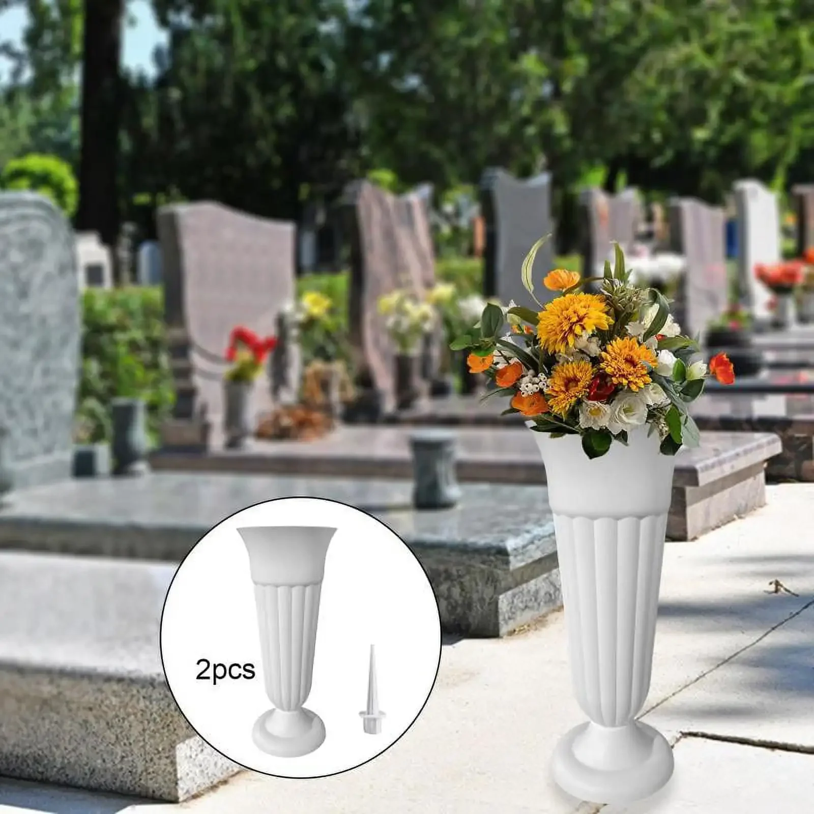 High Quality Desktop Dark Green Desktop Flower Pot Grave Sweeping Ritual Vase PP Resin Grave Sweeping Ritual Vase