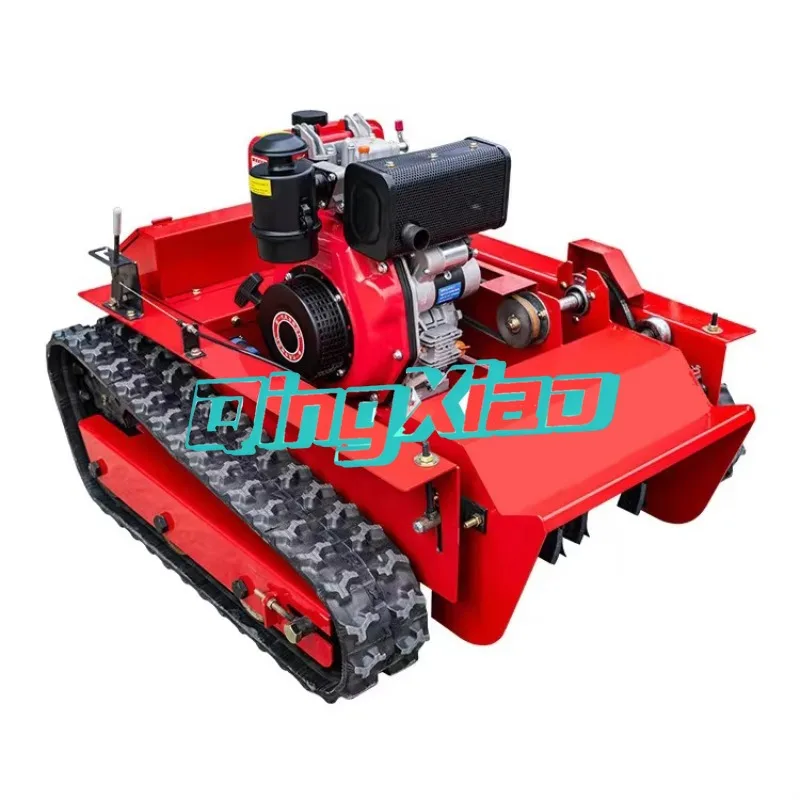 Rubber Tracks Cylinder Zero Turn Flail Agriculture Robot Remote Control Slope Lawn Mower Tractor Grass  Cutter High Speed Stable