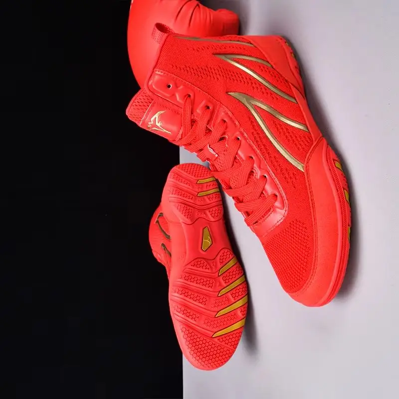 

2025 New Wrestling Shoes Men Black Red Boxing Sport Shoes Mens Fighting Boots