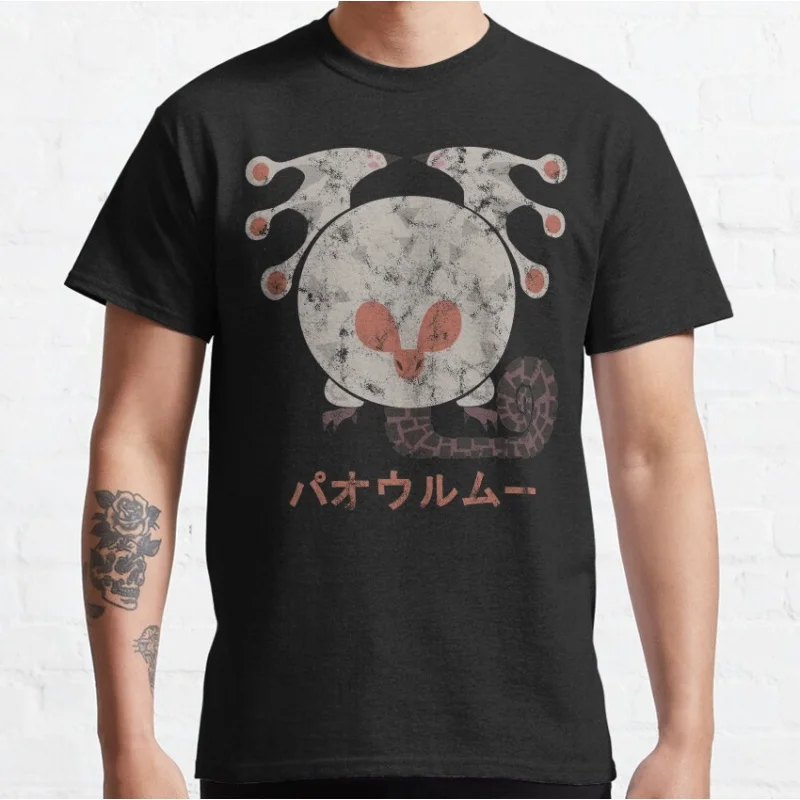 

Monster Hunter World Paolumu Kanji t shirt Cartoon Videogame MHW Graphic clothes 100% cotton Y2K Tee All size tops