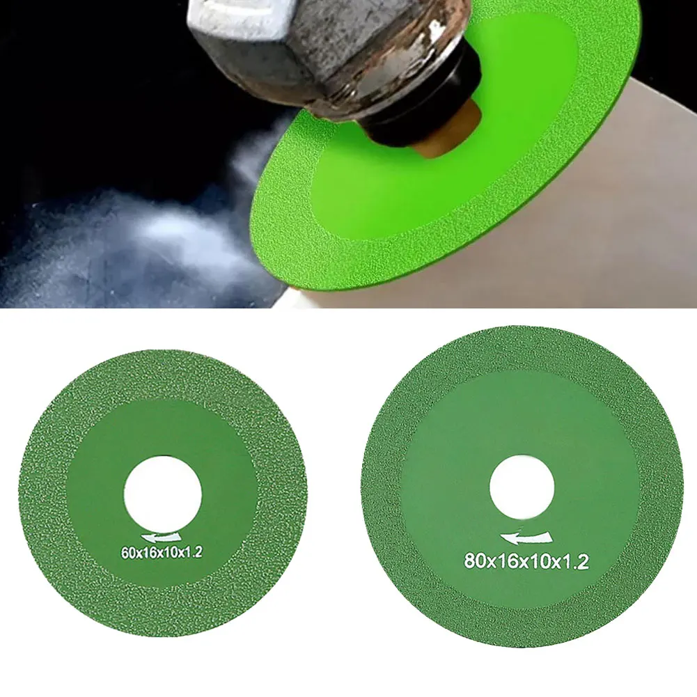 Disco de corte de vidrio verde, cristal biselado para corte suave de 1,2mm, 10mm, 60/80mm, Diamante de acero de alto manganeso