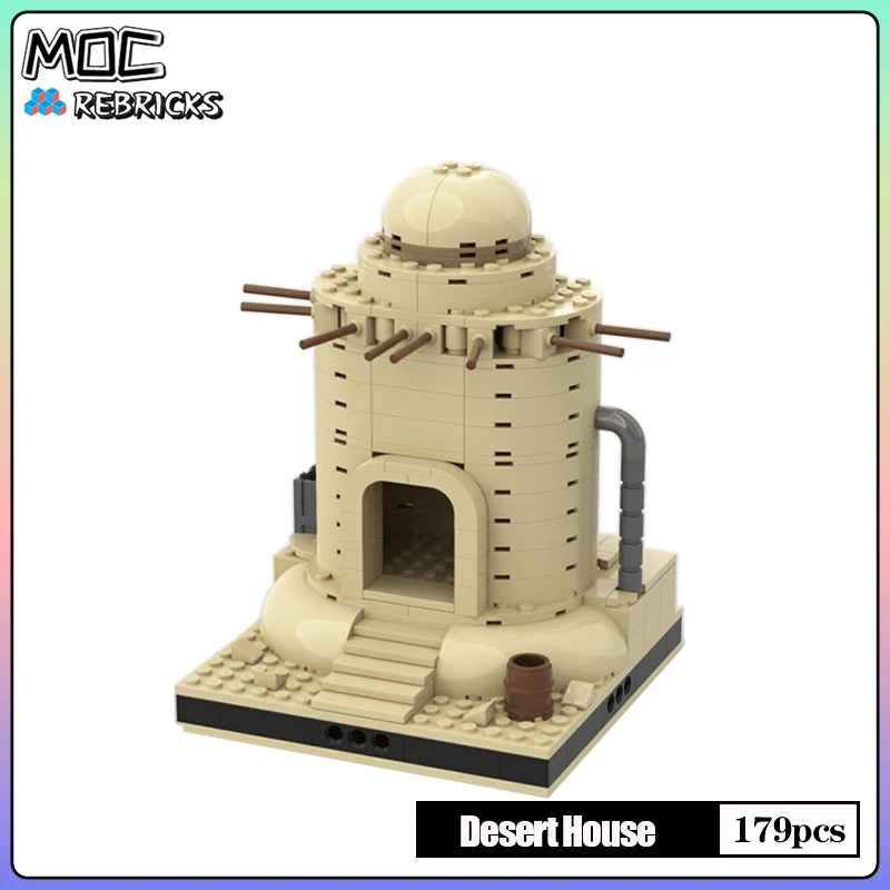 Famoso Street View MOC Desert House Modulo Pacchetto Building Block Modello Mattoni Set Originalità Giocattoli fai da te Regali di festa per bambini