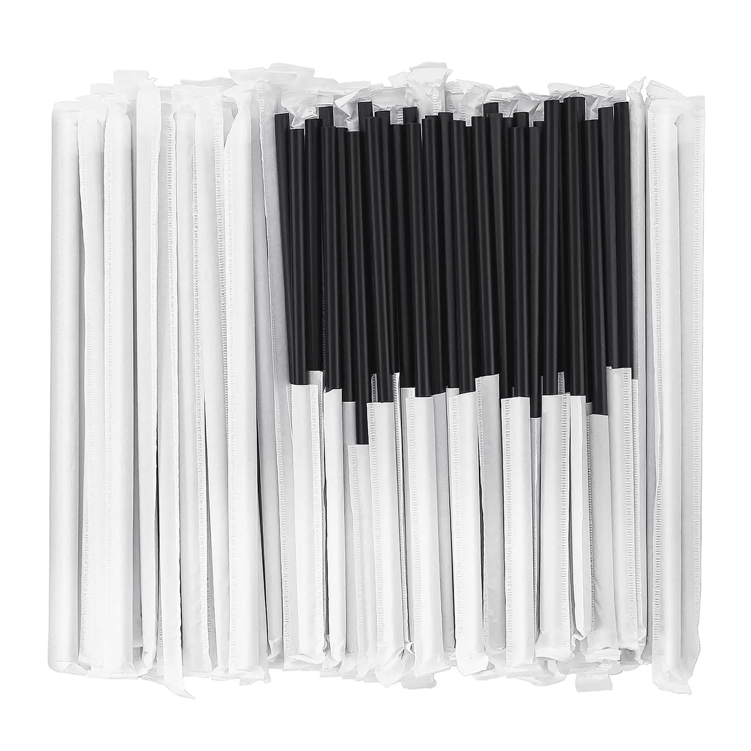 [100 Pcs] Biodegradable Compostable Individually Wrapped Sts - PLA Disposable Plant Based Black Sts (8.25