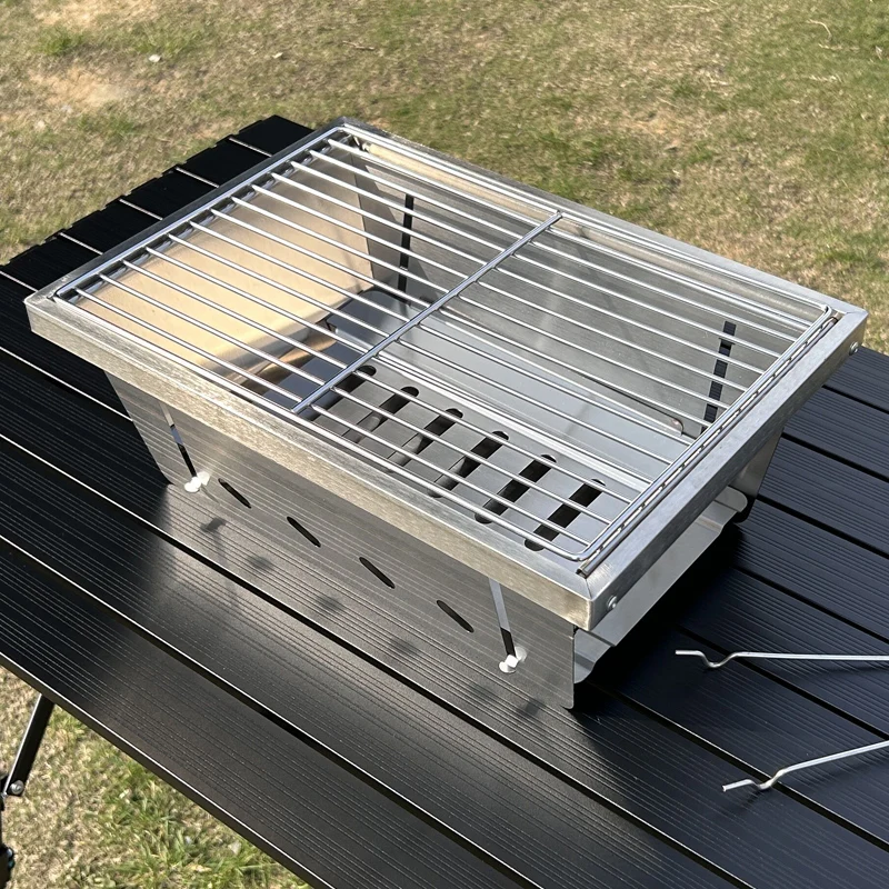 Outdoor Barbecue Rack Set IGT Unit Oven&Folding Table Portable Camping Stainless Steel Folding Carbon Oven Camping Table IGT Set