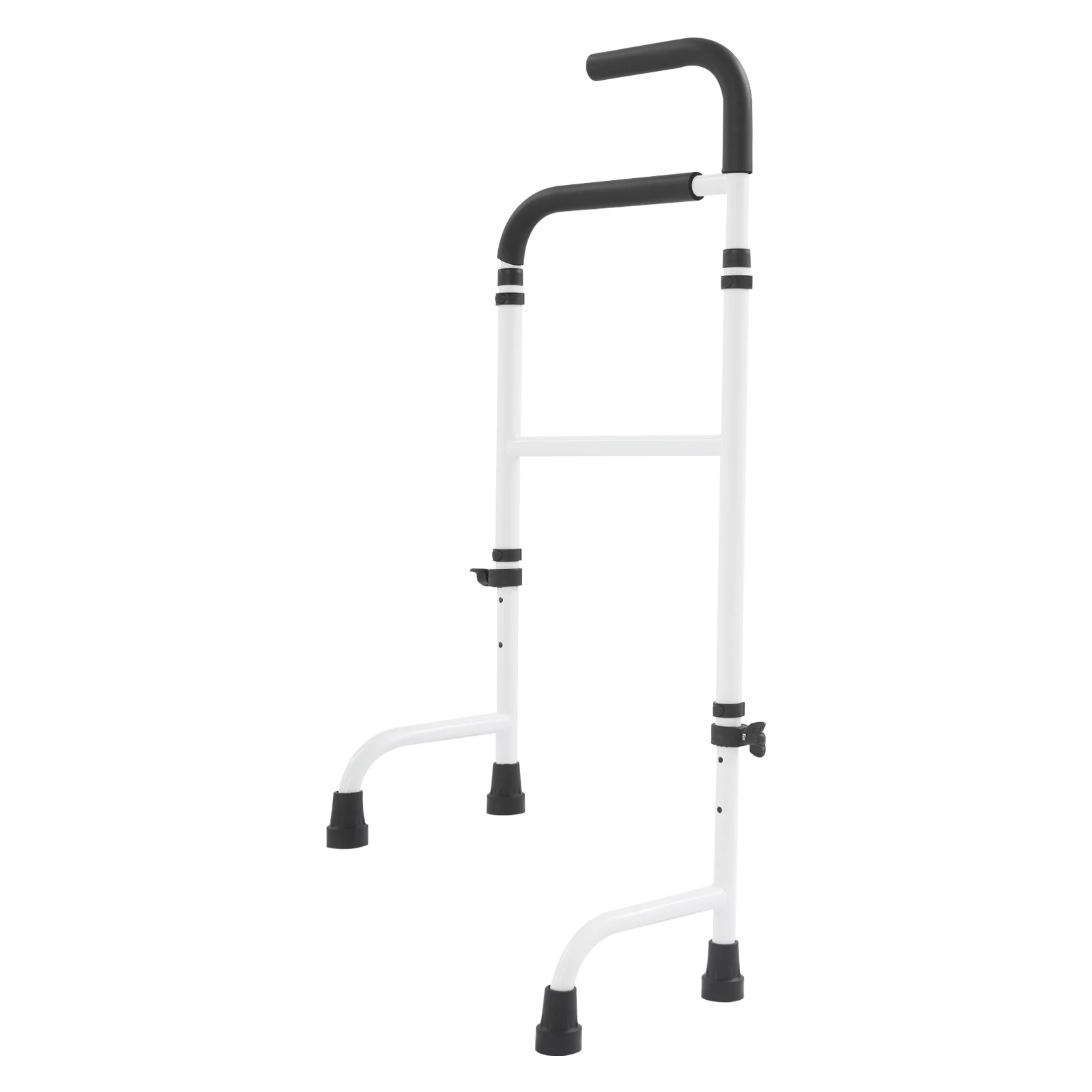Dual Height Adjustable Stair Climbing Assist Cane, Aluminum Alloy Polyester Sponge TPE 76-117cm 136kg Freestanding Elderly Mobility Accessories, 6 Gear Adjust Knob Ergonomic Soft Handle Anti-slip Stable Foot Caps