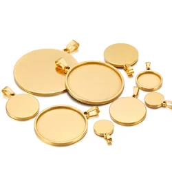5pc Stainless Steel Round Blank Bases For Pendants Tray 10/15/16/18/20/30/35/40mm Cabochon Bases Setting Jewelry Making Supplies