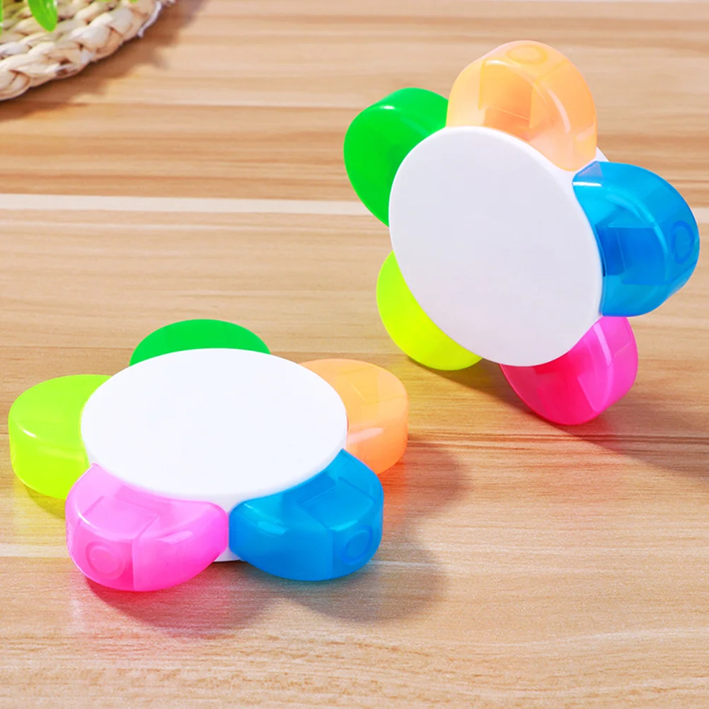 6 قطع من أقلام الفلورسنت على شكل بتلة وكتابة سلسة بألوان زاهية للوازم الفنية المكتبية للطلاب #5