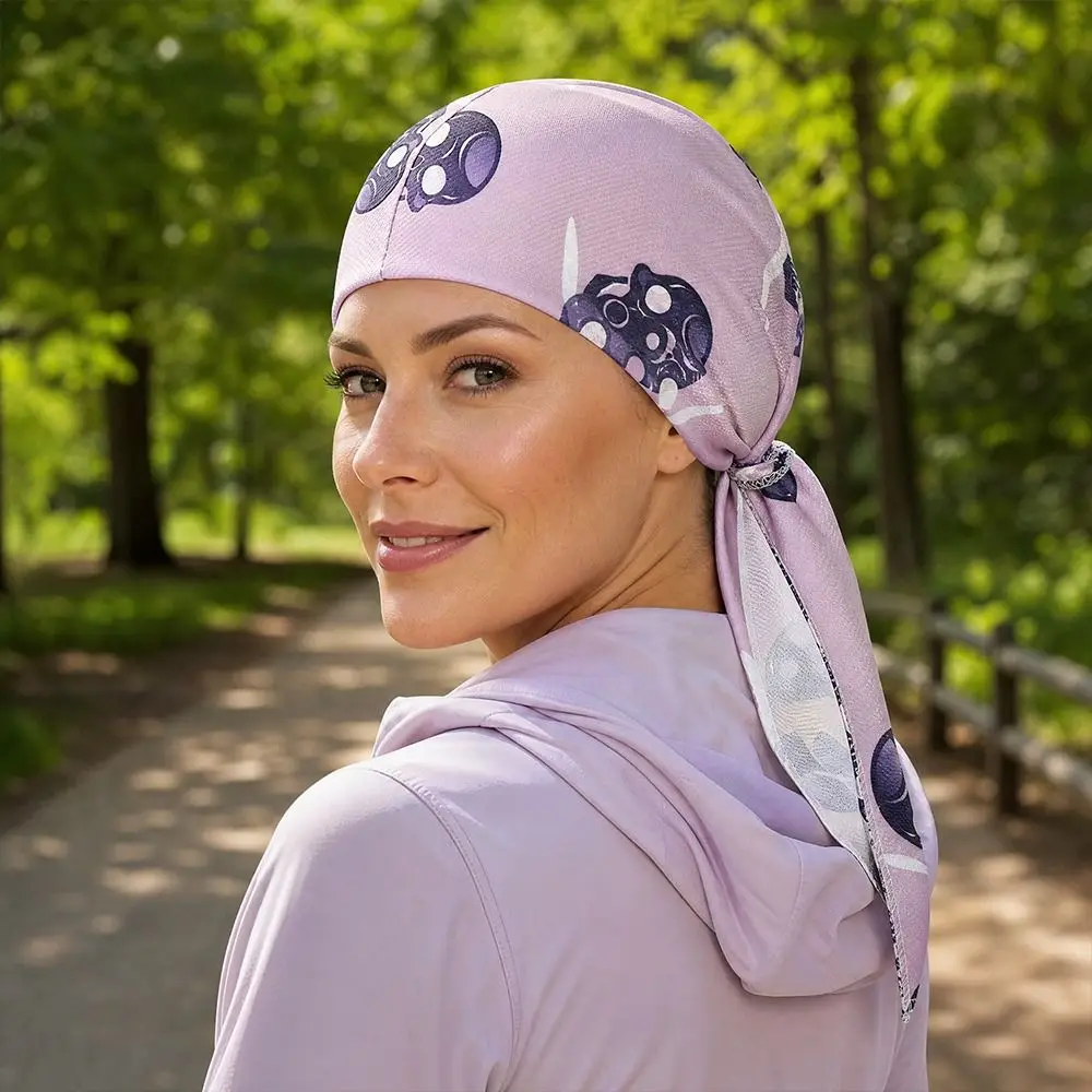 Lightweight Paisley Print Hijab Caps Quick Dry Breathable Pirate Hat UV Protection Comfortable Bandana Hat Sports