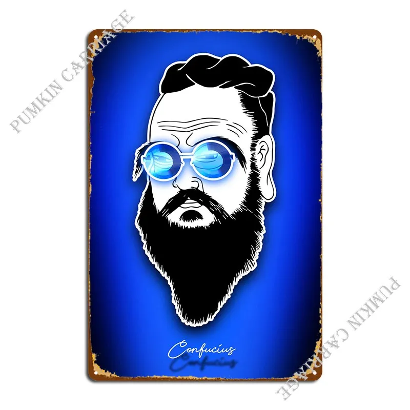 Confucius Cool Glasses Metal Signs PaintingKitchen Designing Club Tin Sign Poster