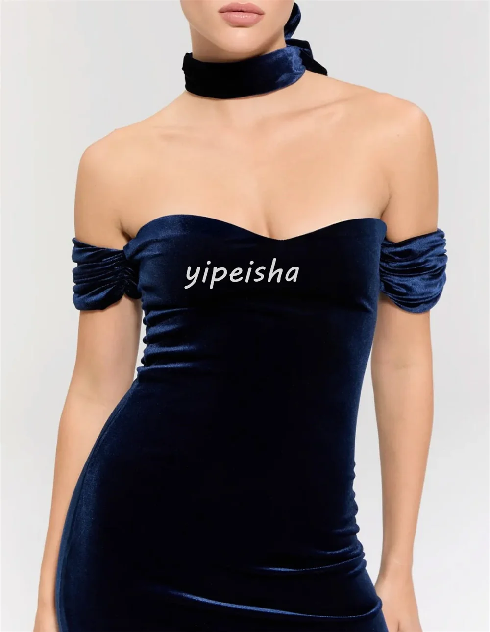 Изысканные повседневные велюровые плиссированные платья ручной работы с цветами, прямые платья миди с открытыми плечами, элегантные платья для особых случаев на заказ