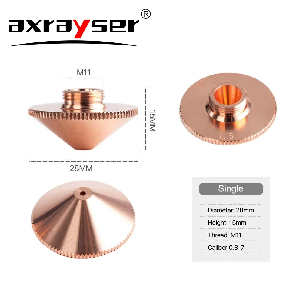 Axrayser 10 stks Type A Laser Nozzle Dia.28 H15 M11 Kaliber 0.8-6 Enkele Dubbele Lagen voor Precitec WSX Fiber Laser Snijkop