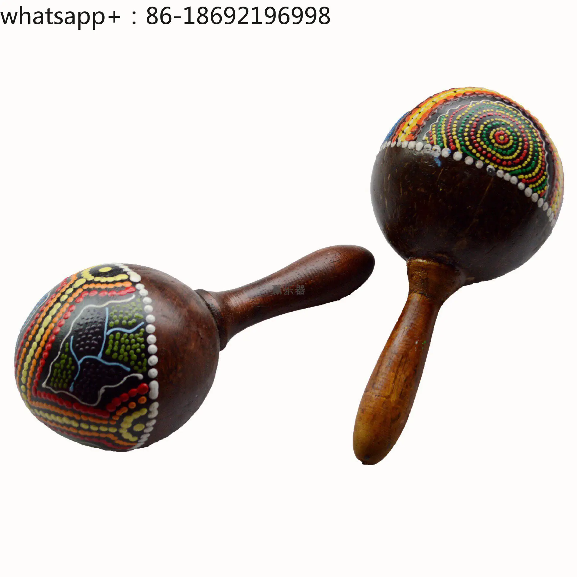 Percussion Instrument Sand Hammer, Imported From Indonesia, Painted Craft Coconut Shell Hand-painted Sand Hammer Instrument