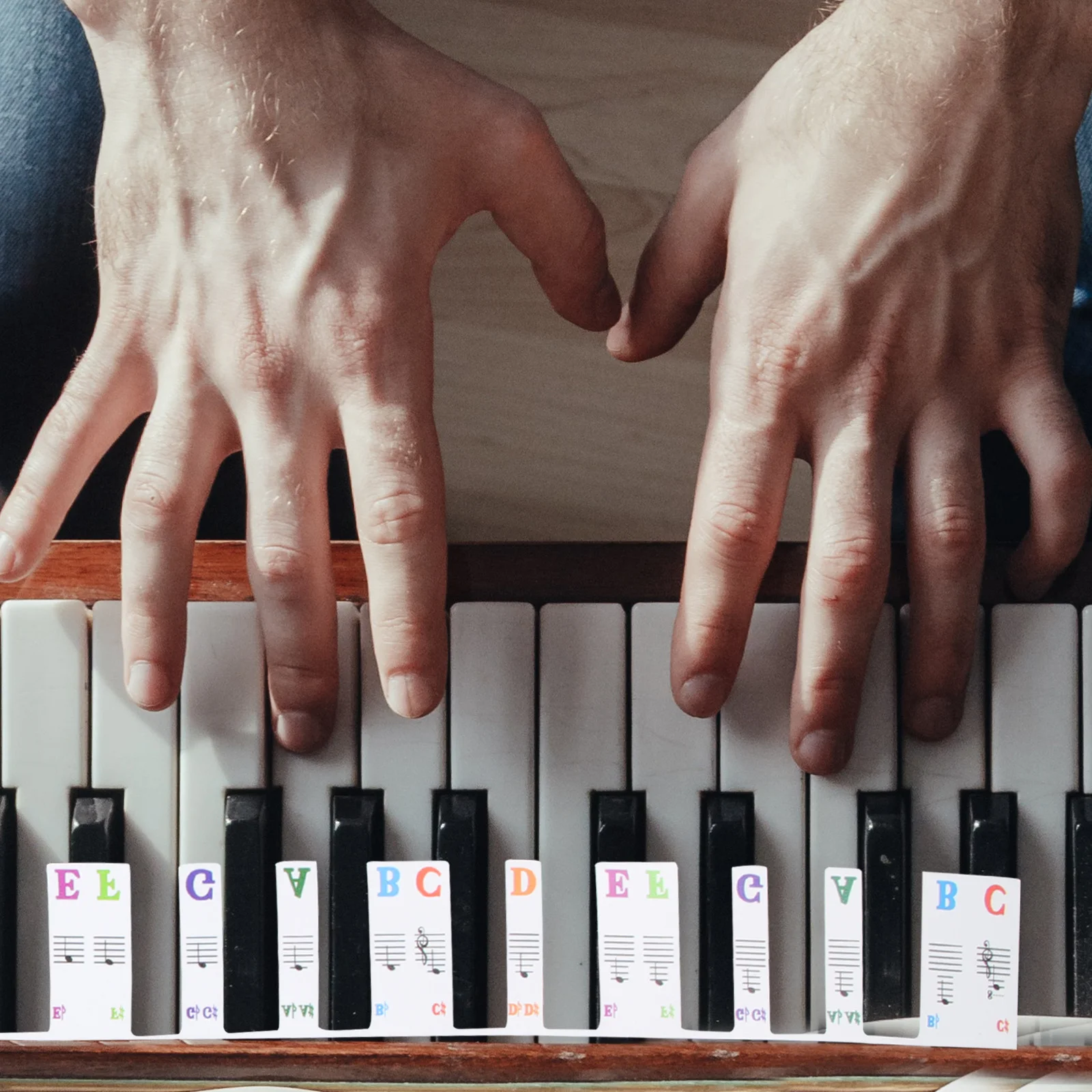 

61 Keys Piano Key Strip Non-Stick Removable Labels For Beginners Practice With Storage Case Piano Learning Supplies Music