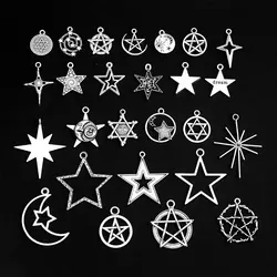 20pcs 27 Style Tibetan Moon Star Charms David Wicca Pentagram Pendant For DIY Earring Necklace Jewelry Making Accessories Crafts