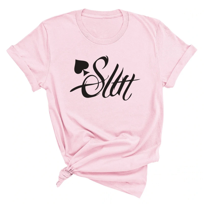 Girl's Sexy Tshirt Fashion Queen of Spades Print T-Shirt Summer Women Girl's Shirts Top Tee Casual Top